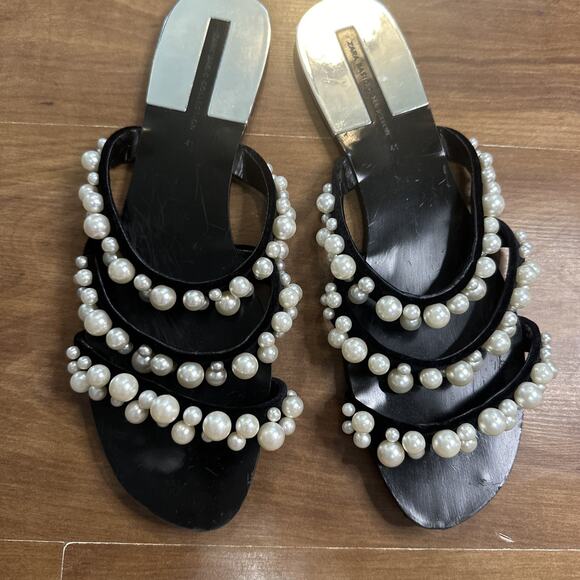Zara Shoes - Zara Pearly Pearl Strappy Sandals Slides US 9.5 / Euro 41
